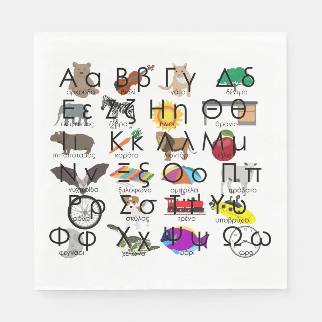 Serviette En Papier The Greek Alphabet Letters (Devant)
