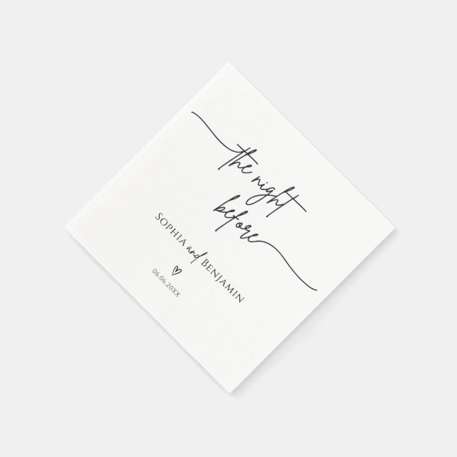 Serviette En Papier The Night Before Calligraphy heart wedding Napkins (Coin)