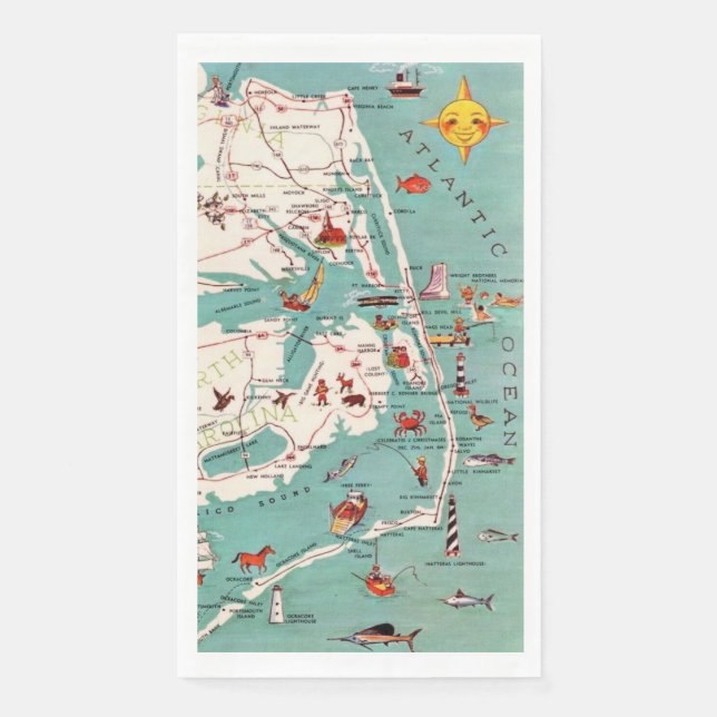 Serviette En Papier The Outer Banks Map (Devant)