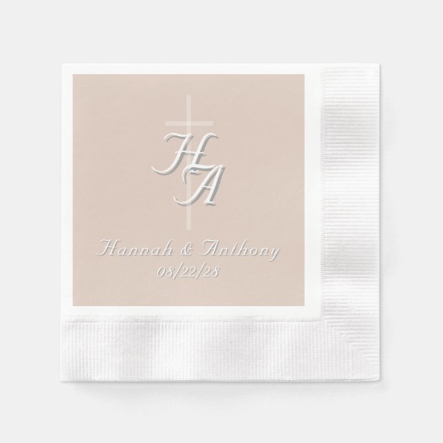 Serviette En Papier The Refined Catholic Pale-Pink Wedding (Devant)
