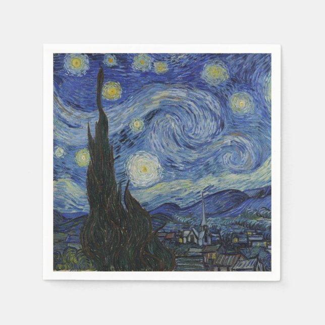 Serviette En Papier The Starry Night, oil painting, Vincent Van Gogh (Devant)