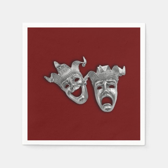 Serviette En Papier Théâtre Masque Comédie et Tragédie (Devant)