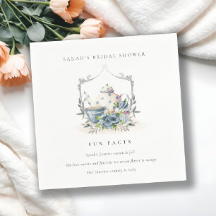 Serviette En Papier Théière Fleurie Bleue Faits Amusants sur le Thé Ré