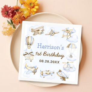 Serviette En Papier Thème 1er anniversaire de l'avion de Cute Boy