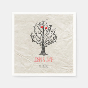 Serviette En Papier Thème Arbre et Coeurs