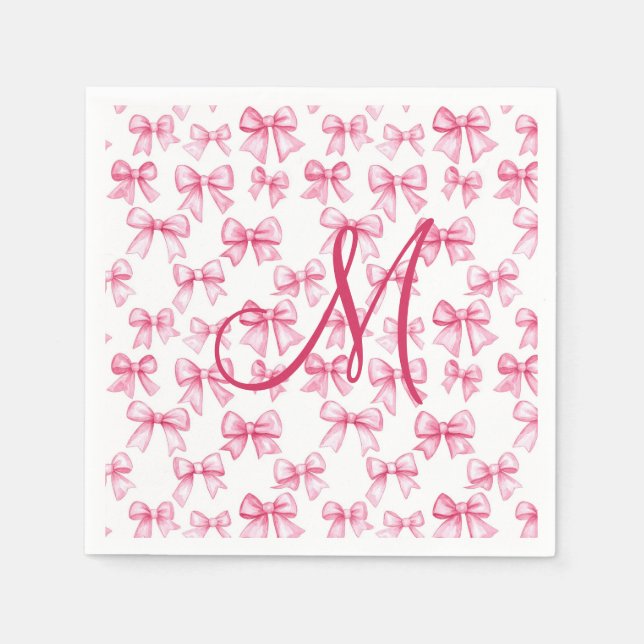 Serviette En Papier Thème Baby Shower esthétique Coquette Rose Monogra (Devant)