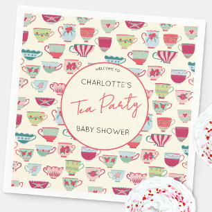 Serviette En Papier Thème Baby Shower Tasse à Thé Vintage
