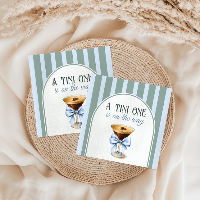 Serviette En Papier Thème Café Espresso Martini Baby shower Bleu Bow (Créateur téléchargé)