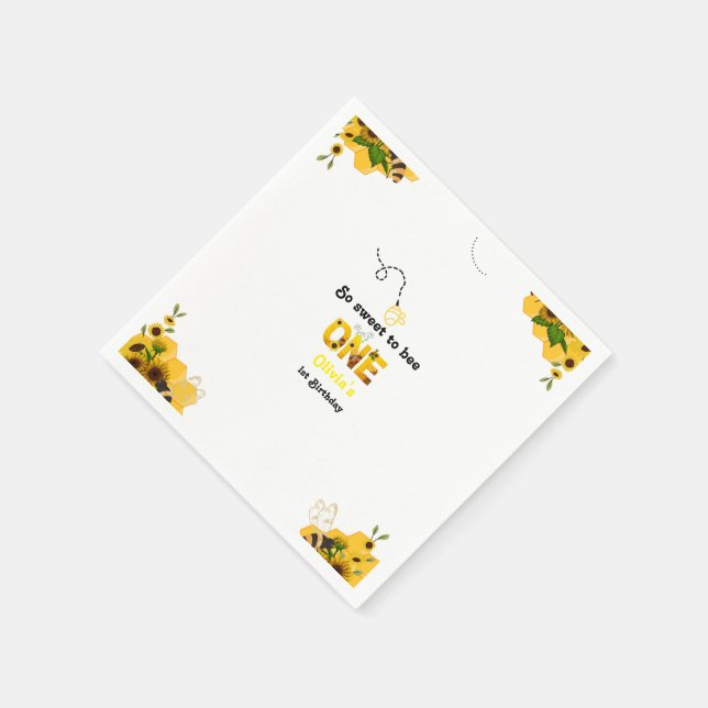 Serviette En Papier Thème d'abeille Bumble Minimalst Premier anniversa (Coin)