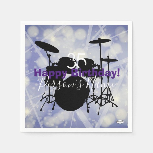 Serviette En Papier Thème d'anniversaire du batteur Napkin HAMbWG (Devant)