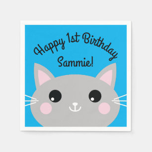 Serviette En Papier Thème d'anniversaire pour enfant Kitty Chat Mignon