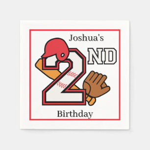 Serviette En Papier Thème de baseball 2ème anniversaire Napkin Bat Bal