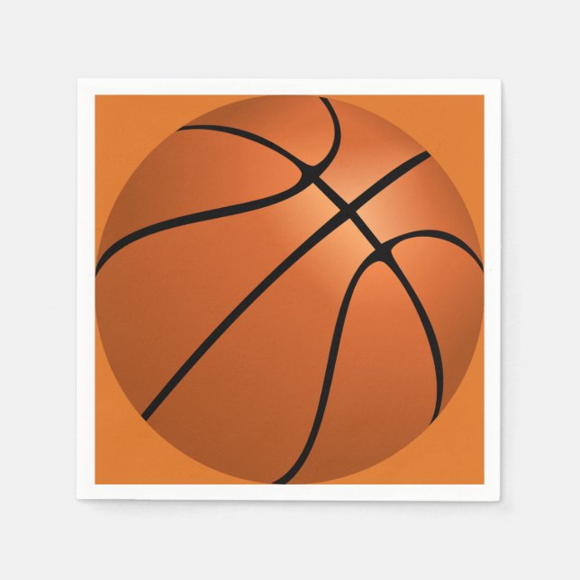 Serviette En Papier Thème de fête d'anniversaire de basket (Devant)
