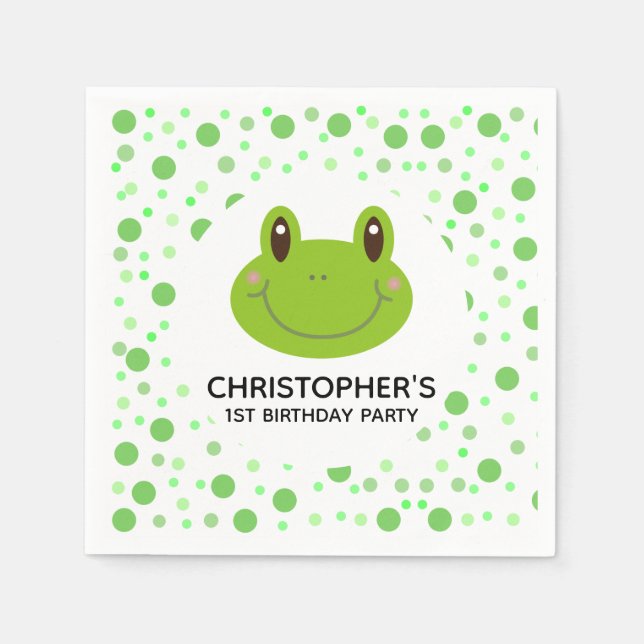 Serviette En Papier Thème de fête d'anniversaire mignon grenouille à p (Devant)