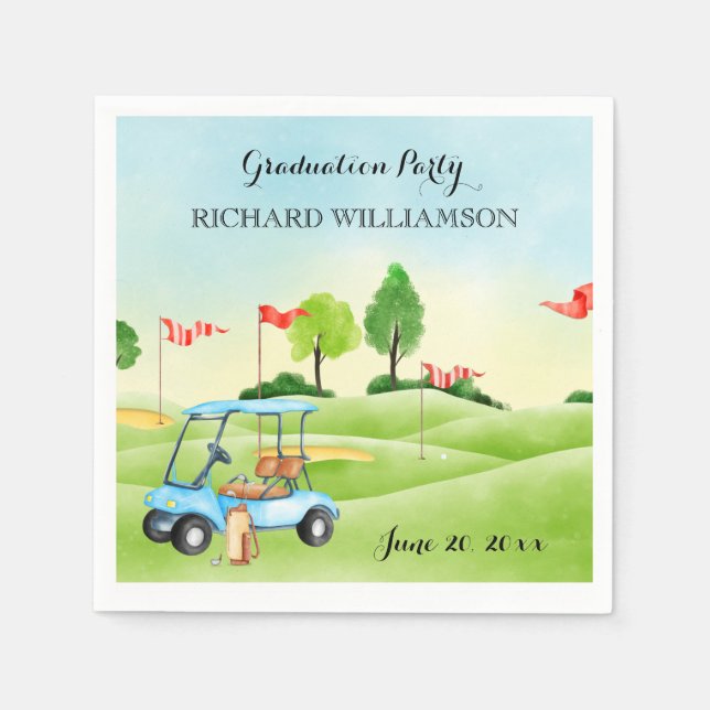 Serviette En Papier Thème de golf de la fête de graduation (Devant)