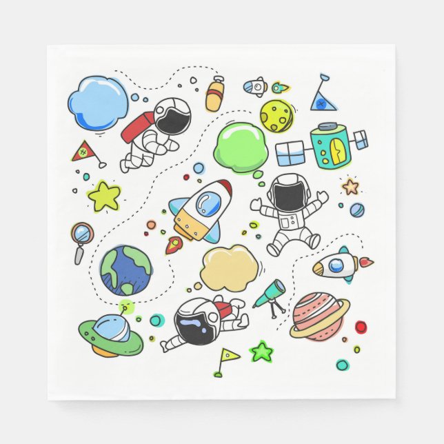 Serviette En Papier Thème de l'espace de dessin Anniversaire Papier de (Devant)