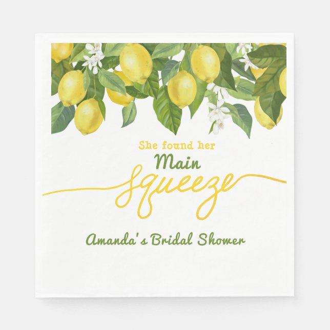 Serviette En Papier Thème de mariage citron Main Squeeze Shower de mar (Devant)