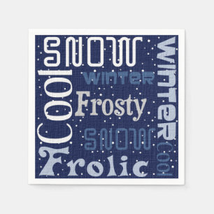 Serviette En Papier Thème de Noël bleu