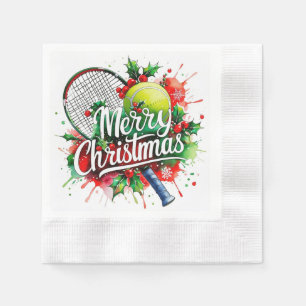 Serviette En Papier Thème de Noël de tennis pour Joueur