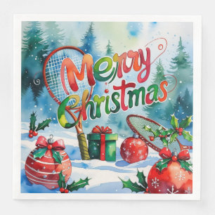 Serviette En Papier Thème de Noël de tennis pour Joueur