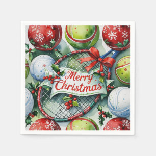 Serviette En Papier Thème de Noël de tennis pour Joueur