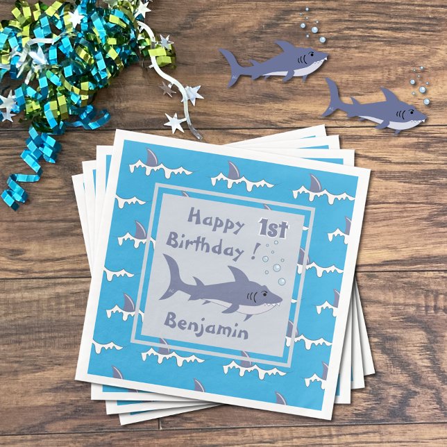 Serviette En Papier Thème de requin 1er Anniversaire Papier serviettes (Make sure to get the matching plates and cups .)