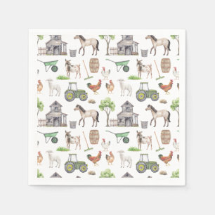 Serviette En Papier Thème des Tracteurs pour animaux de ferme mignons