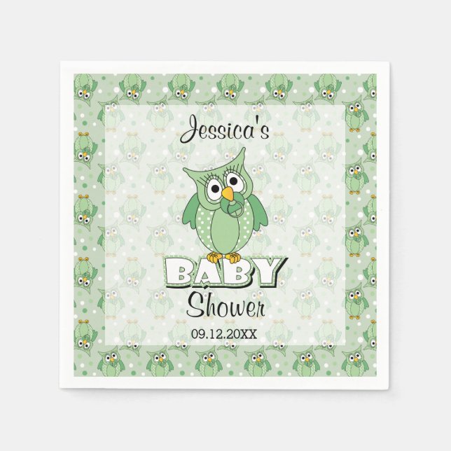 Serviette En Papier Thème du Baby shower de la Potte verte (Devant)