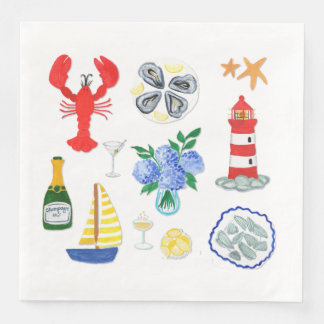 Serviette En Papier Thème Fruits de Mer de Nouvelle-Angleterre Nantuck