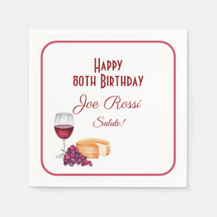 Serviette En Papier Thème italien 80e anniversaire Napkin