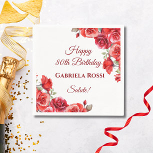 Serviette En Papier Thème italien 80e anniversaire Napkin