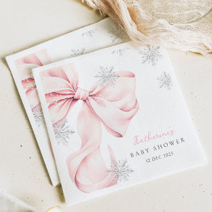 Serviette En Papier Thème neige flocon de neige rose hiver Baby Shower