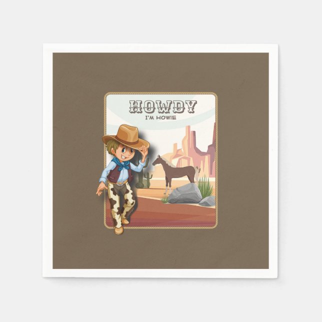 Serviette En Papier Thème occidental howie anniversaire de cowboy (Devant)