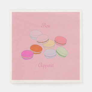 Serviette En Papier Thème rose Paris Français Macaron Bon Appetit