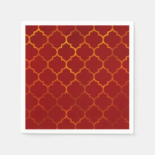 Serviette En Papier Thème royal indien arabe marocain rouge feu doré