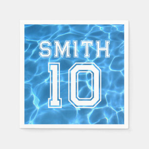 Serviette En Papier Thème sportif pour anniversaire avec piscine bleue