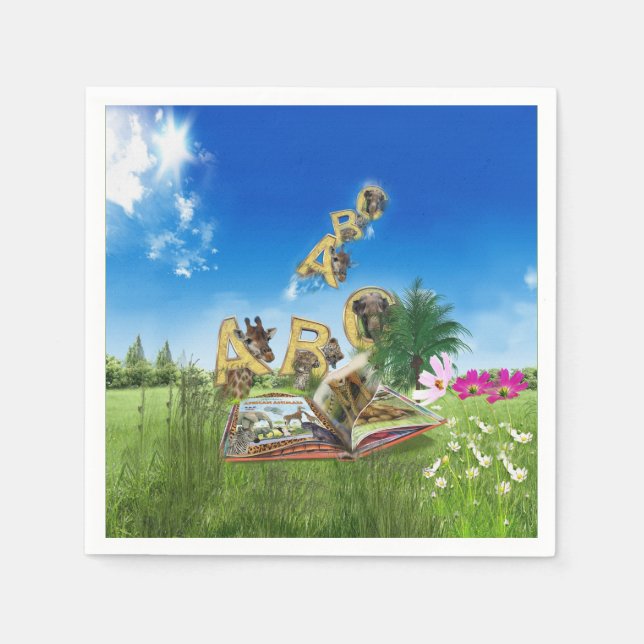 Serviette En Papier Thèmes ABC Capital Alphabet. (Devant)