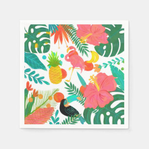 Serviette En Papier Thèmes Floraux Tropicaux Feuilles Été Luau Fête