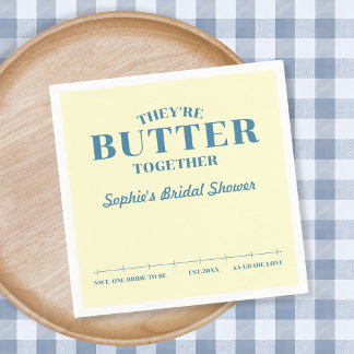Serviette En Papier They’re Butter Together Yellow Bridal Shower