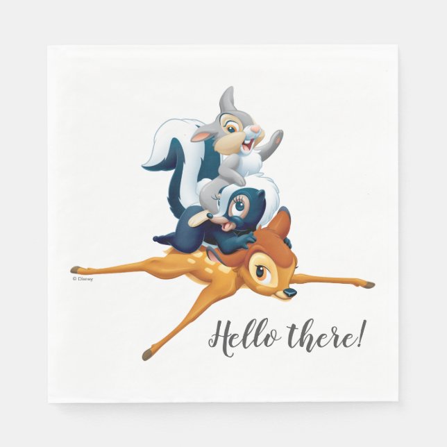 Serviette En Papier Thumper, Fleur et Bambi empilés pendant le jeu (Devant)