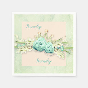 Serviette En Papier Tiara rose parfum parfum de dentelle bleu turquoi