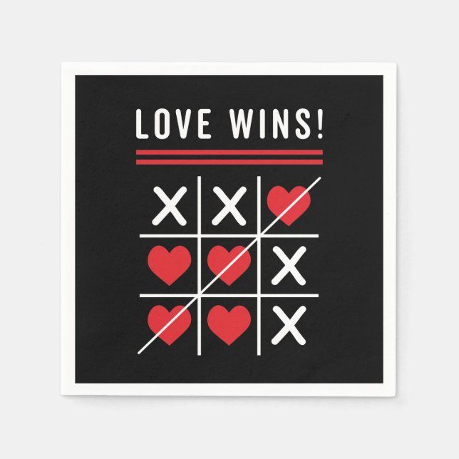 Serviette En Papier Tic Tac Toe Love gagne Anniversaire Saint-Valentin (Devant)