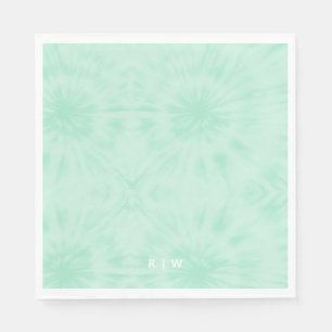 Serviette En Papier Tie Dye   Monogramme vert de menthe pastel