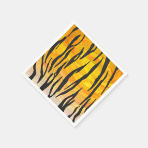 Serviette En Papier Tiger noir et orange