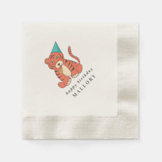 Serviette En Papier Tigre de dessin animé dans un chapeau de fête Anni