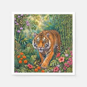 Serviette En Papier Tigre du Bengale Bambou Vibrant Jungle
