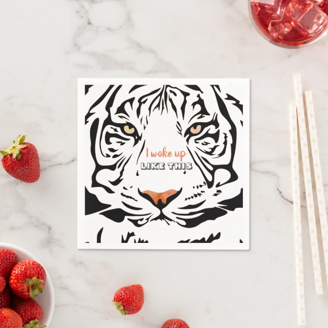 Serviette En Papier Tigre noir moderne Yellow Eyes Orange Nez Papier (En situation)