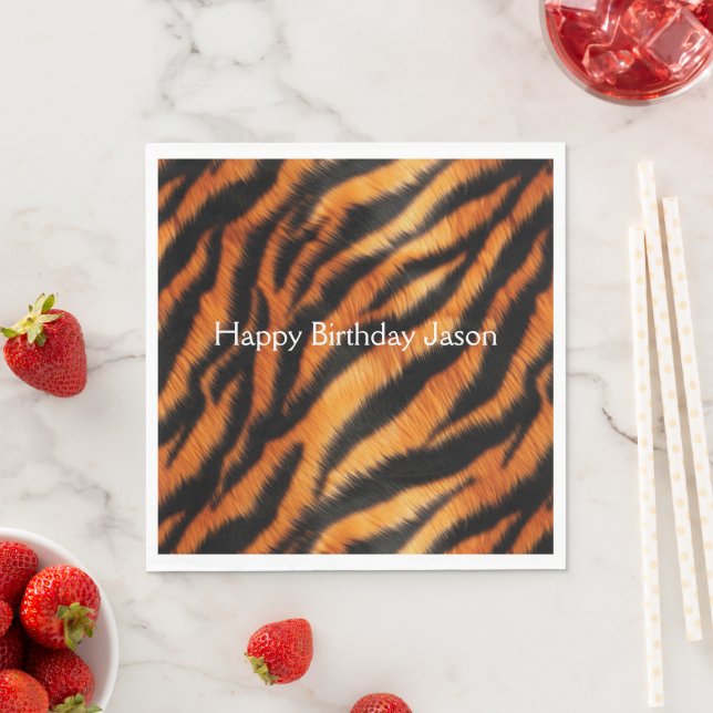 Serviette En Papier Tigre noir orange (En situation)