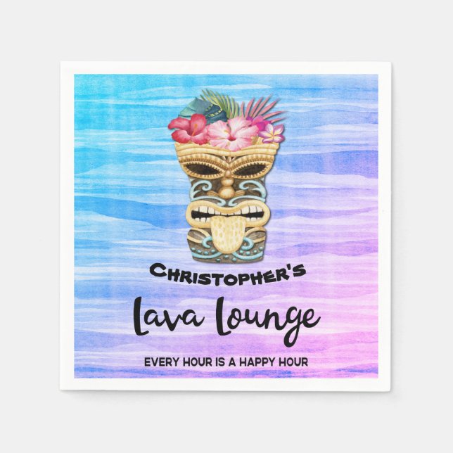 Serviette En Papier Tiki Bar Party Monogrammé (Devant)