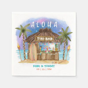 Serviette En Papier Tiki Beach Bar   Mer et Surf de la Lune tropicale